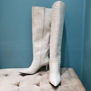 NWOT Jeffrey Campbell “Parallel” Croc Embossed Boots Size 10M